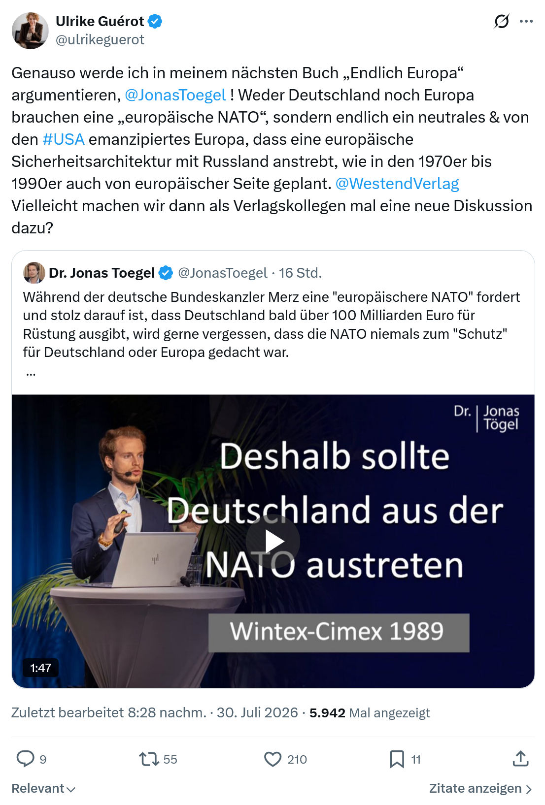 Ulrike Guérot: Genauso werde ich in meinem...