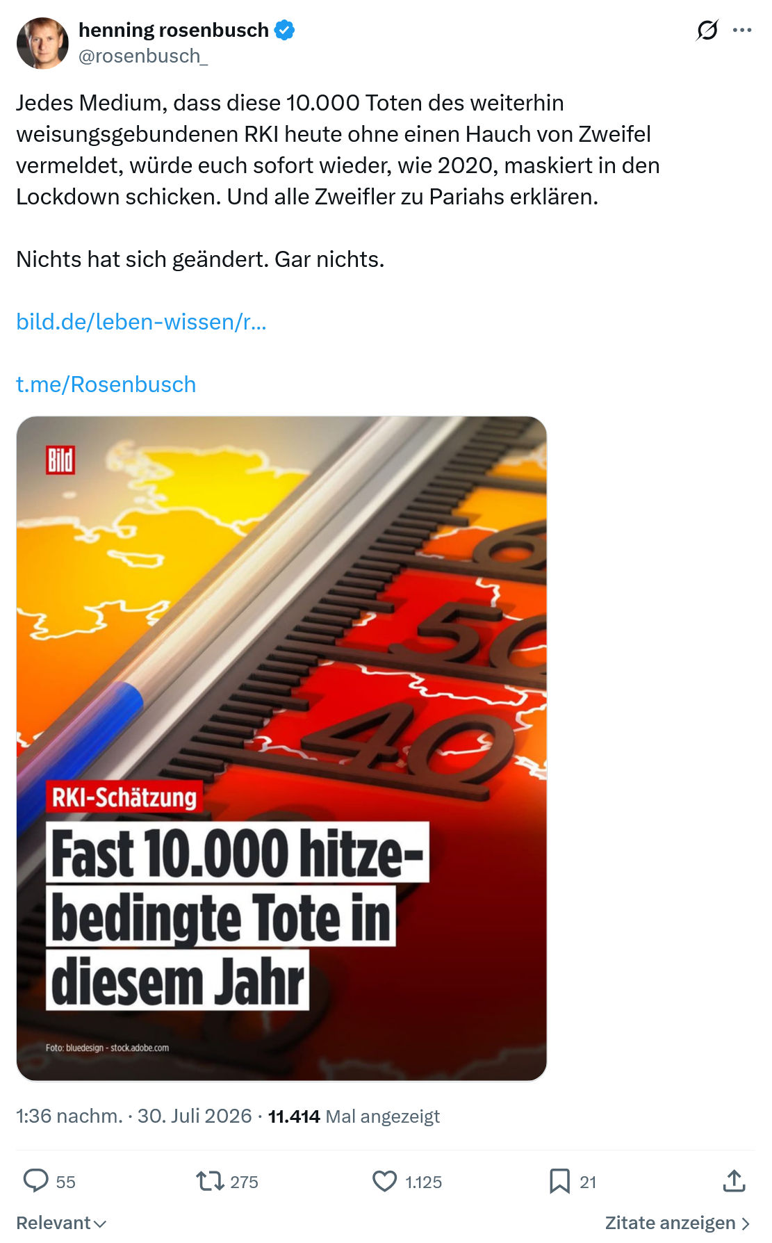 henning rosenbusch: Jedes Medium, dass diese 10.000 Toten...