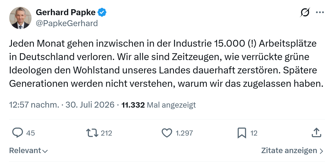 Gerhard Papke: Jeden Monat gehen...