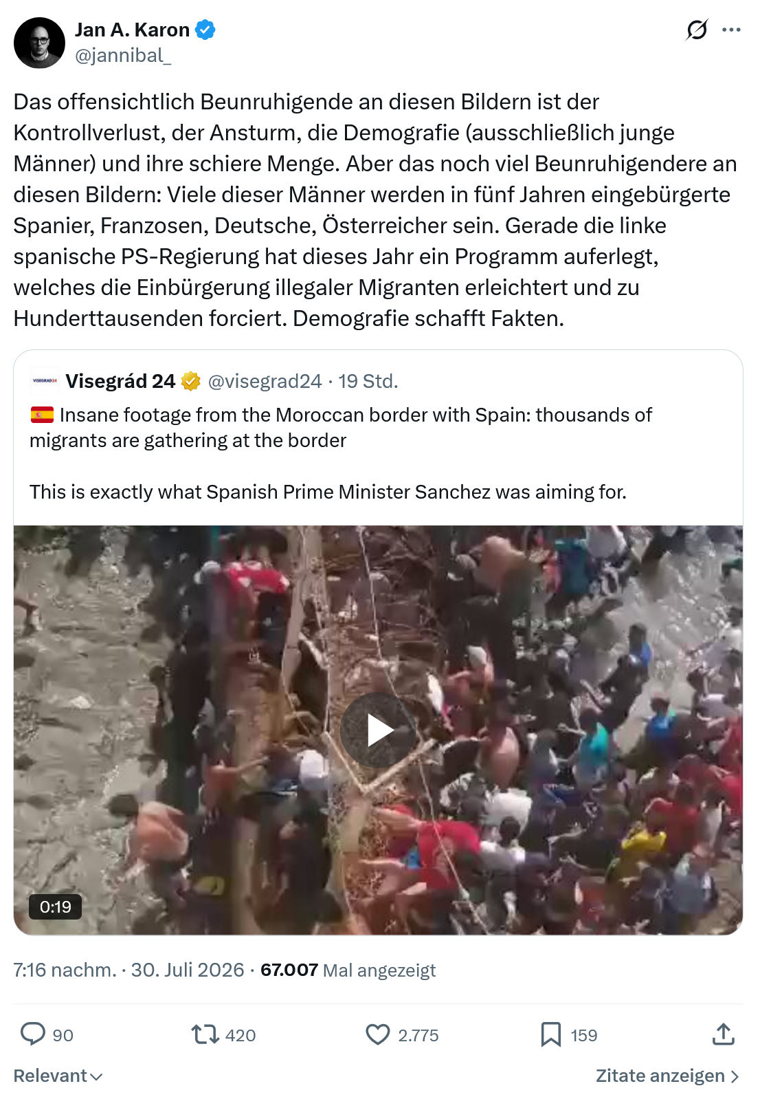Jan A. Karon: Das offensichtlich Beunruhigende...