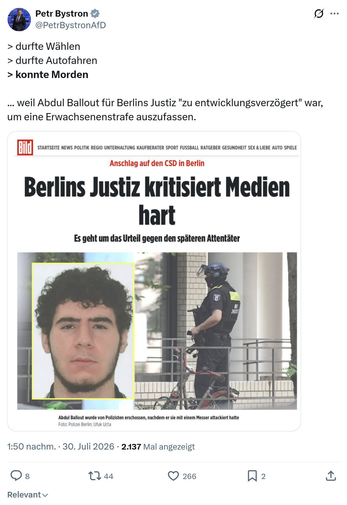 Petr Bystron: durfte Wählen...