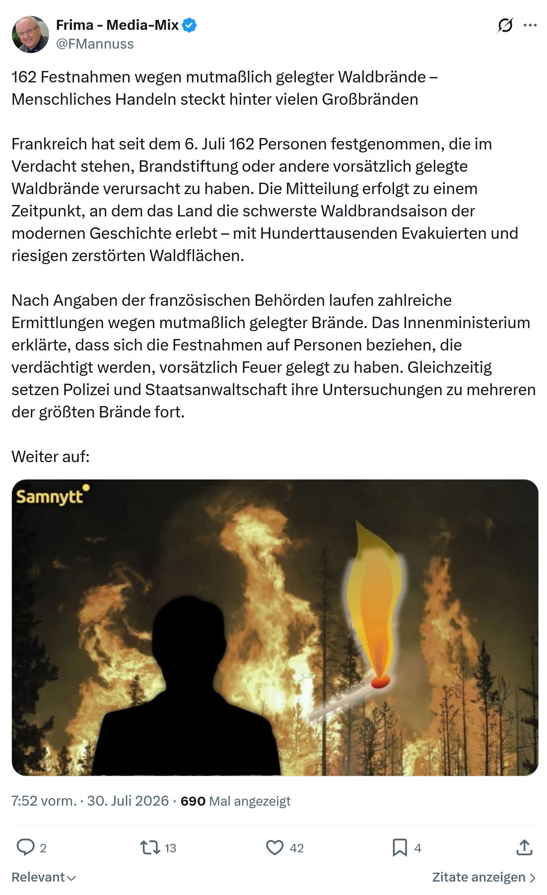 Friedrich Mannus: 162 Festnahmen wegen mutmaßlich...
