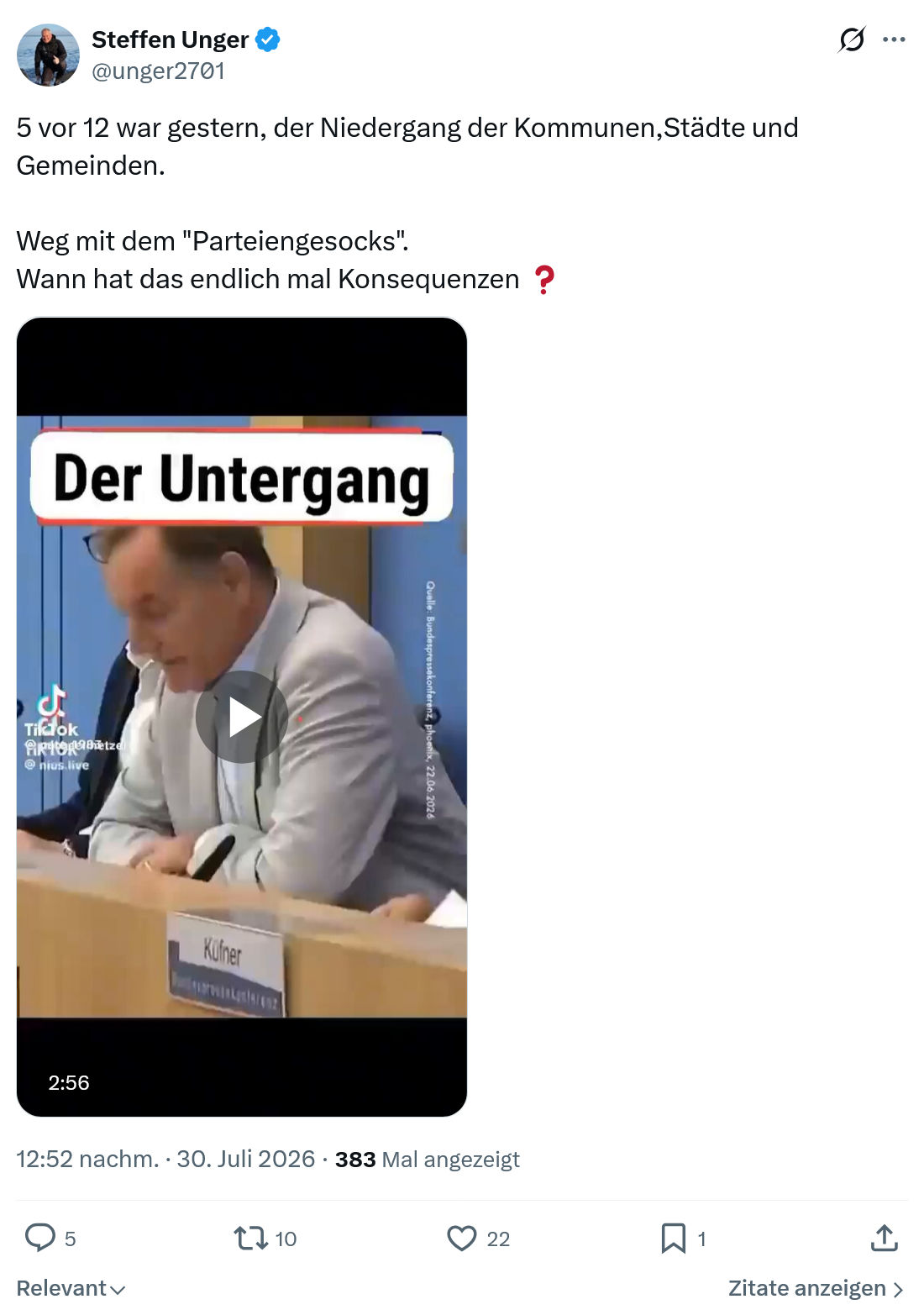 Steffen Unger: 5 vor 12 war gestern, der Niedergang...
