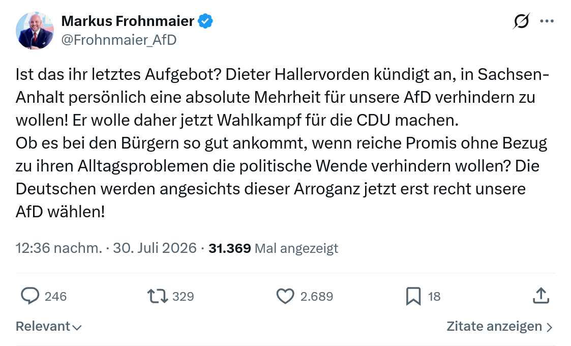 Markus Frohnmaier: Ist das ihr letztes Aufgebot...