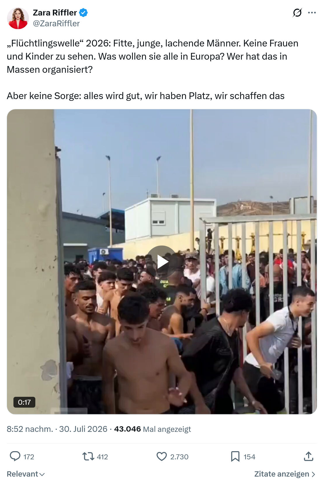 Zara Riffler: „Flüchtlingswelle“ 2026...