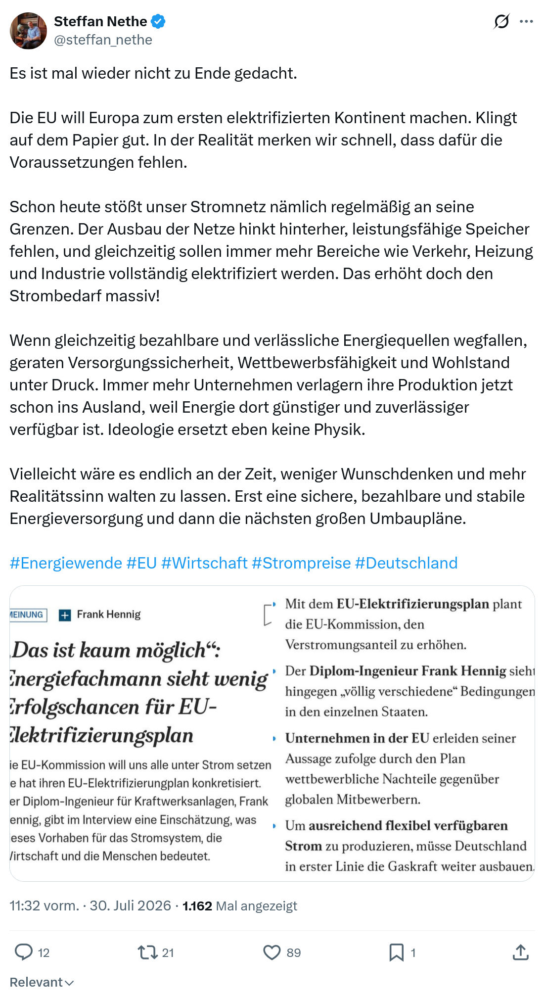 Steffan Nethe: Es ist mal wieder nicht zu Ende gedacht...