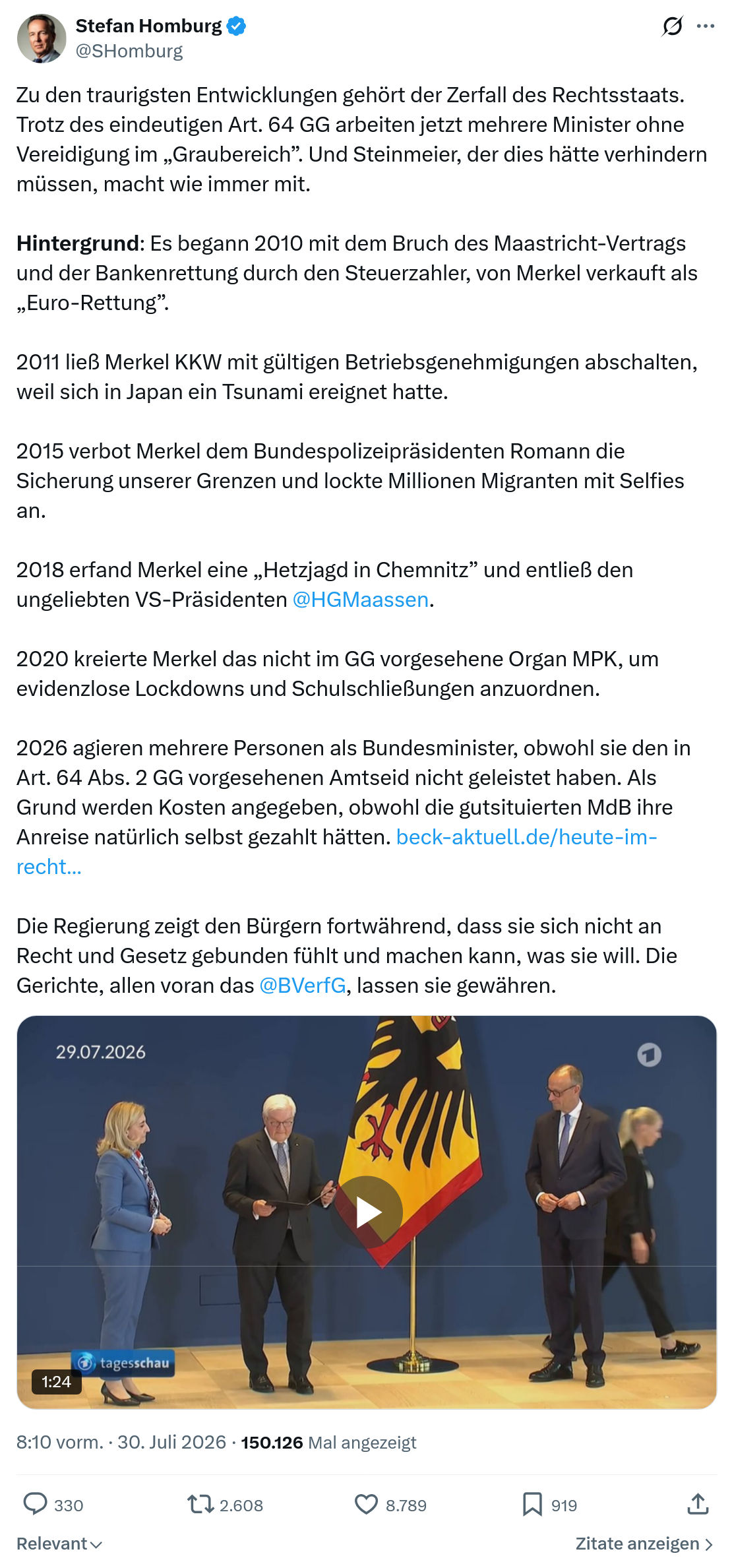 Stefan Homburg: Zu den traurigsten Entwicklungen gehört...