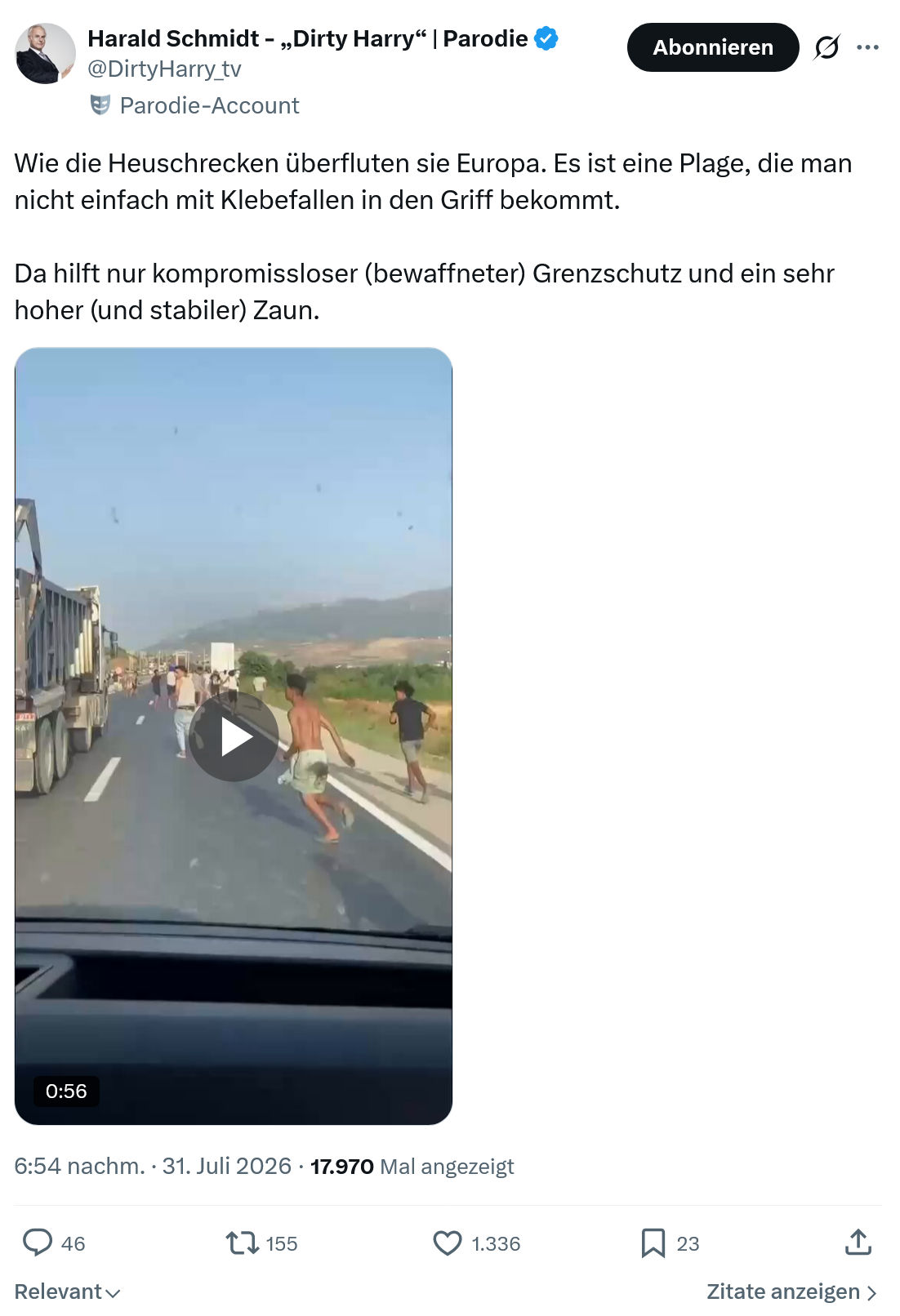 Harald Schmidt: Wie die Heuschrecken überfluten...