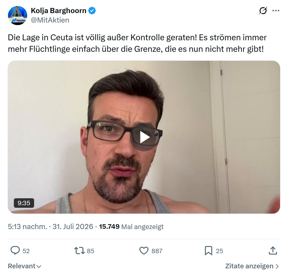 Kolja Barghoorn: Die Lage in Ceuta ist völlig...