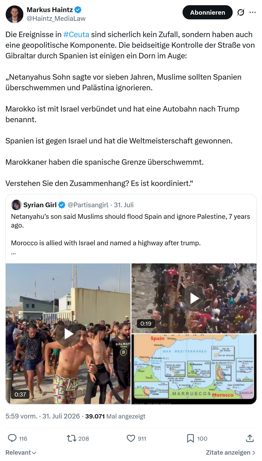 Markus Haintz: Die Ereignisse in #Ceuta sind...