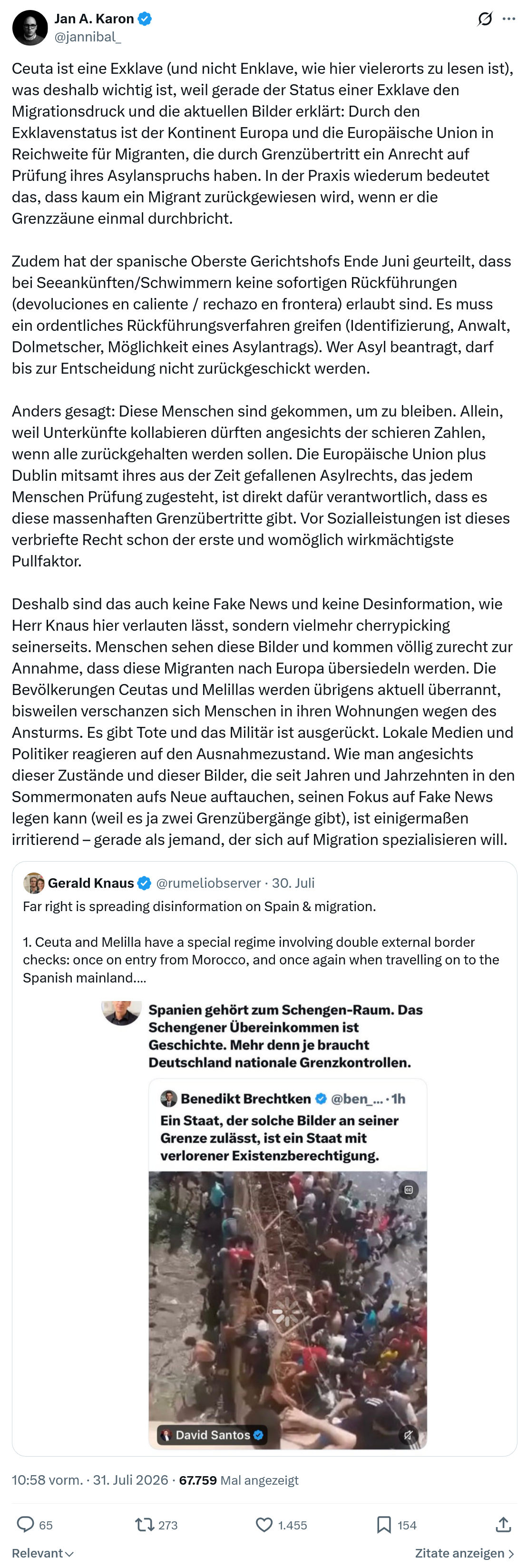 Jan A. Karon: Ceuta ist eine Exklave...