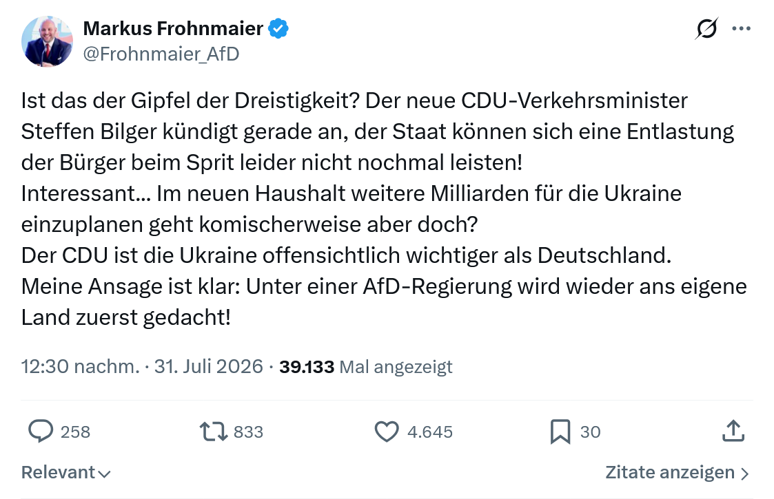 Markus Frohnmaier: Ist das der Gipfel der Dreistigkeit...