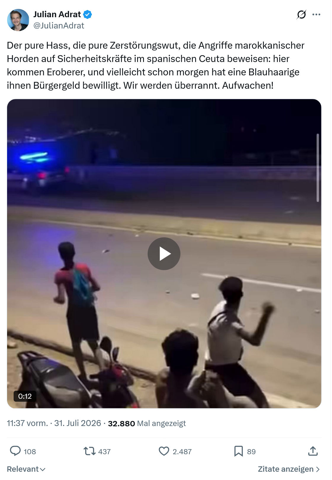 Julian Adrat: Der pure Hass, die pure Zerstörungswut...