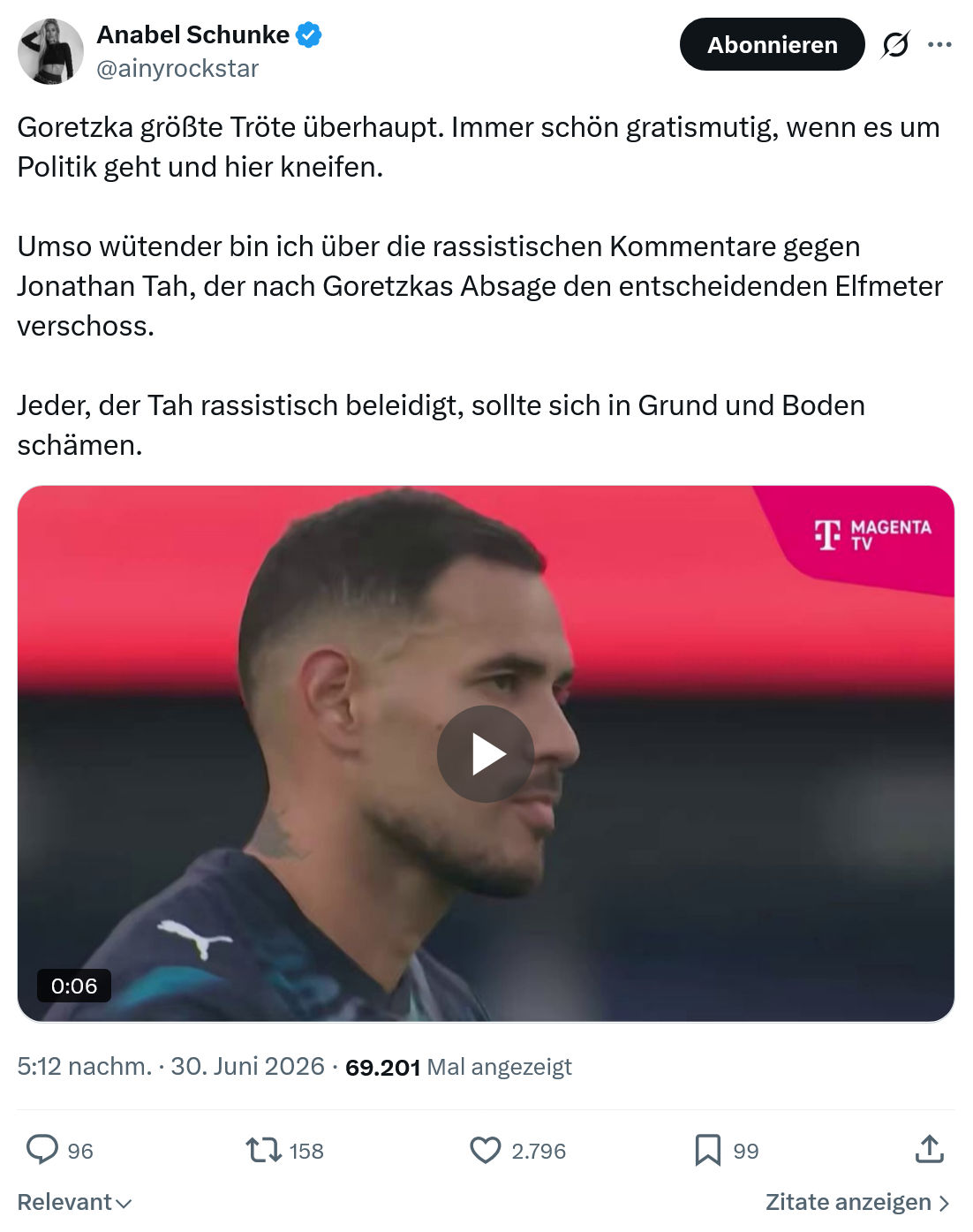 Anabel Schunke: Goretzka größte Tröte überhaupt...