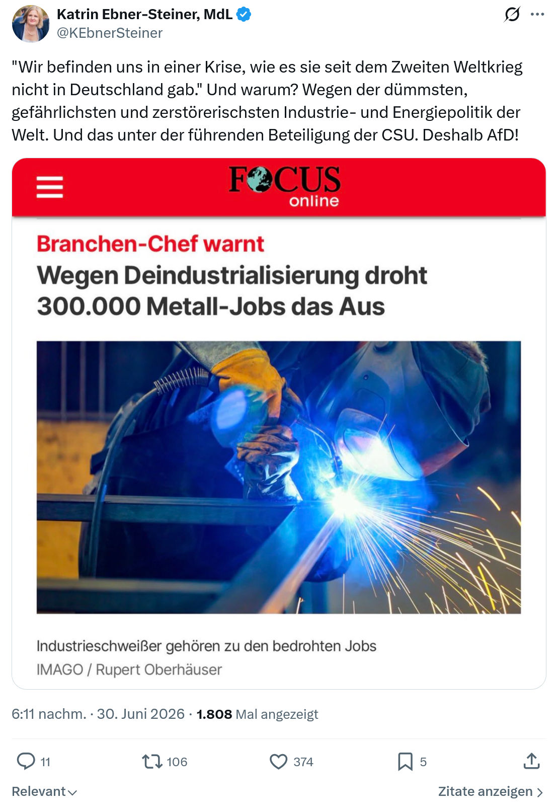Katrin Ebner-Steiner: Wir befinden uns in einer Krise...