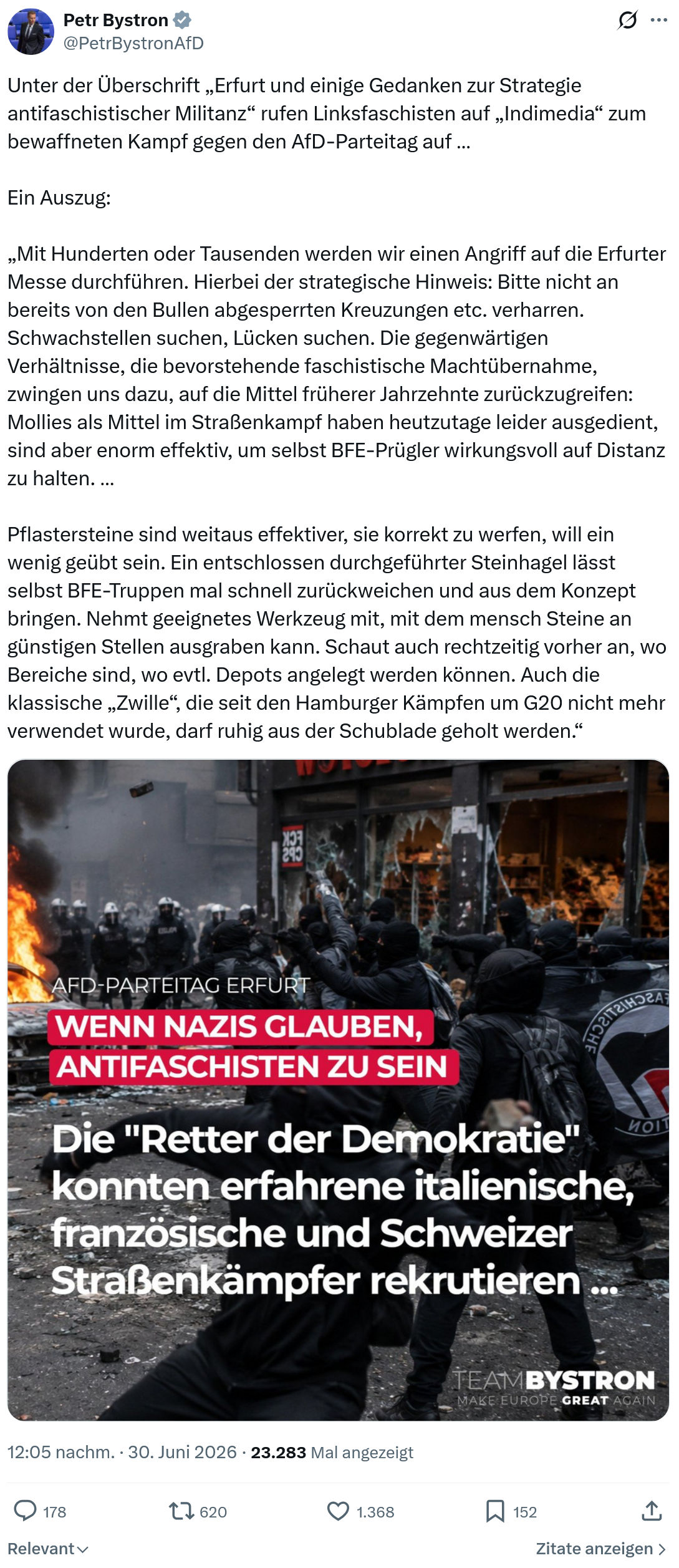 Petr Bystron: Unter der Überschrift...