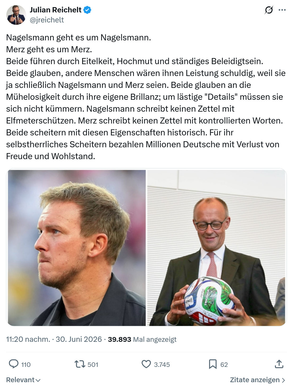 Julian Reichelt: Nagelsmann geht es um Nagelsmann...