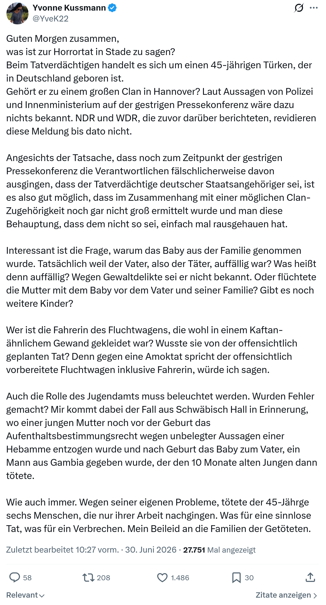 Yvonne Kussmann: Guten Morgen zusammen...