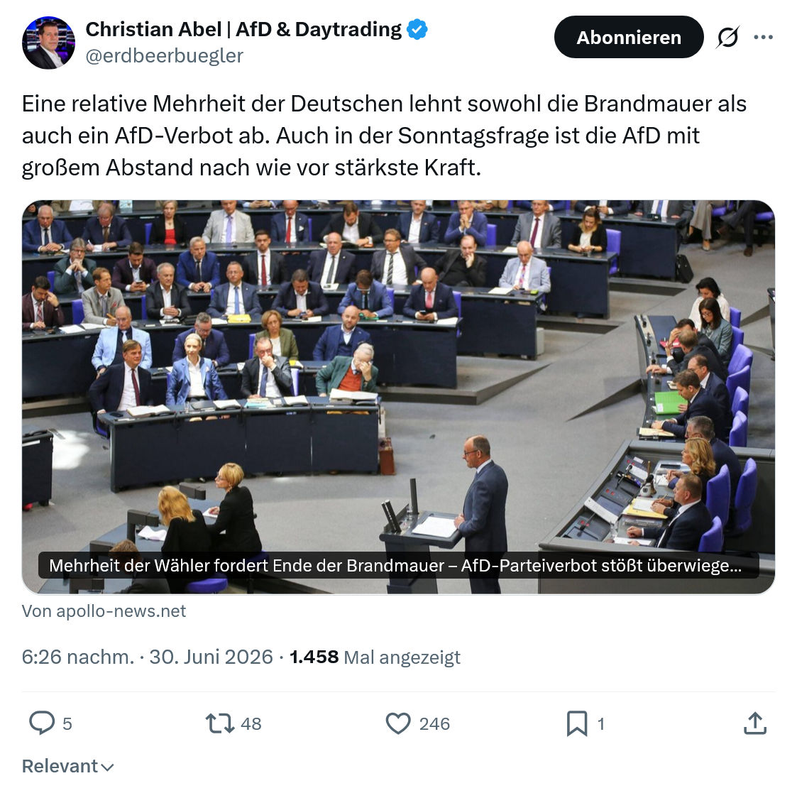 Christian Abel: Eine relative Mehrheit der Deutschen...