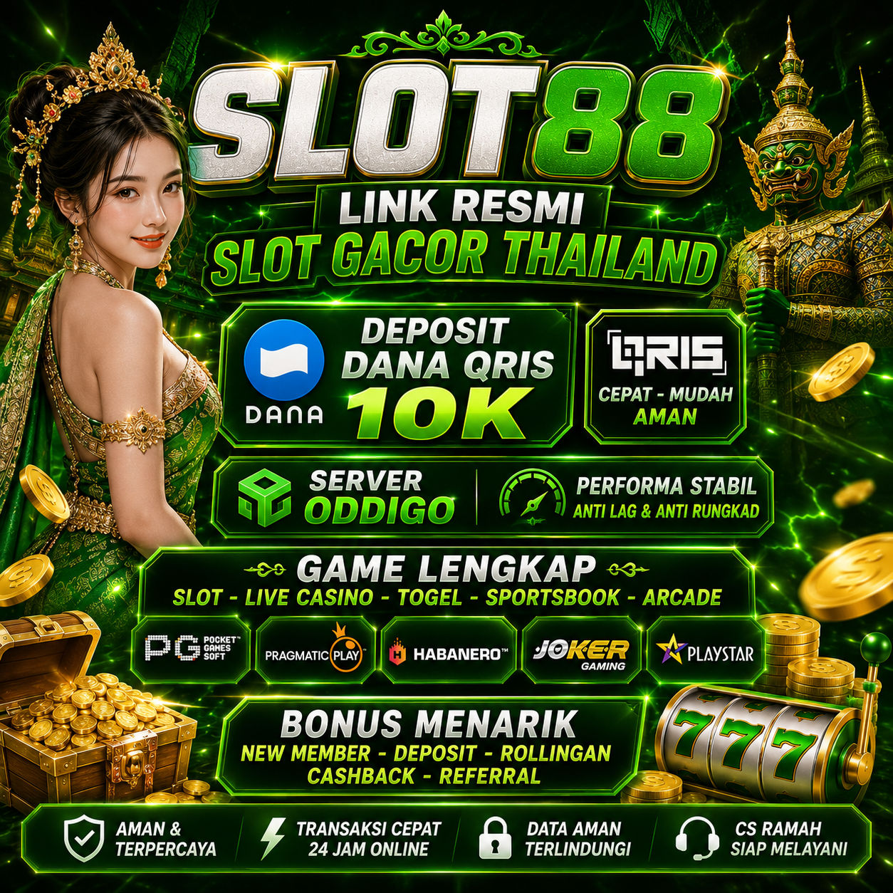 SLOT88 – Link Resmi Slot Gacor Thailand, Deposit DANA QRIS 10K, Server Oddigo, Game Lengkap & Bonus Menarik
