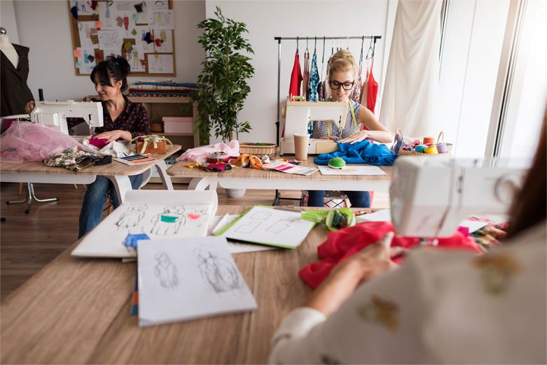 Fashion garment makers at work.