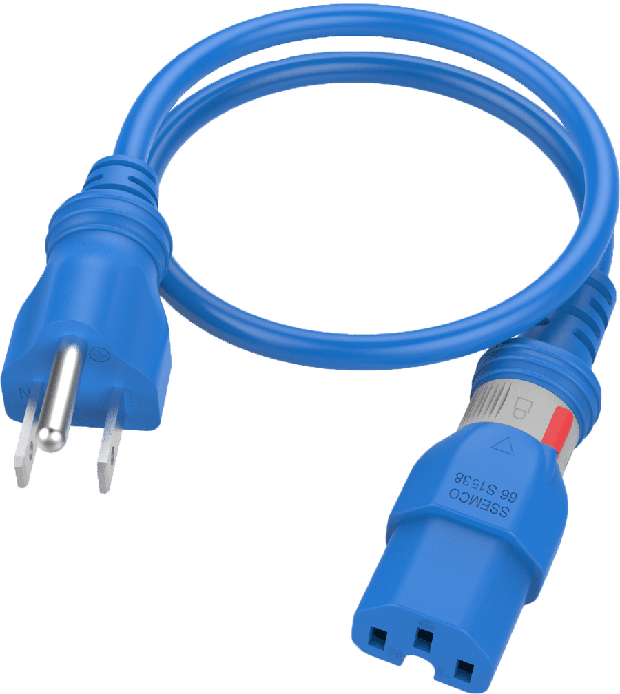 NEMA 5-15 Plug to C15 Connector S-Lock 1.8 Meters / 6 Feet 15A