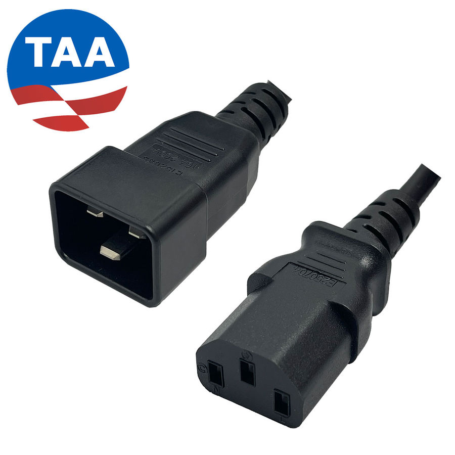 IEC 60320 C20 to C13 Black Cords