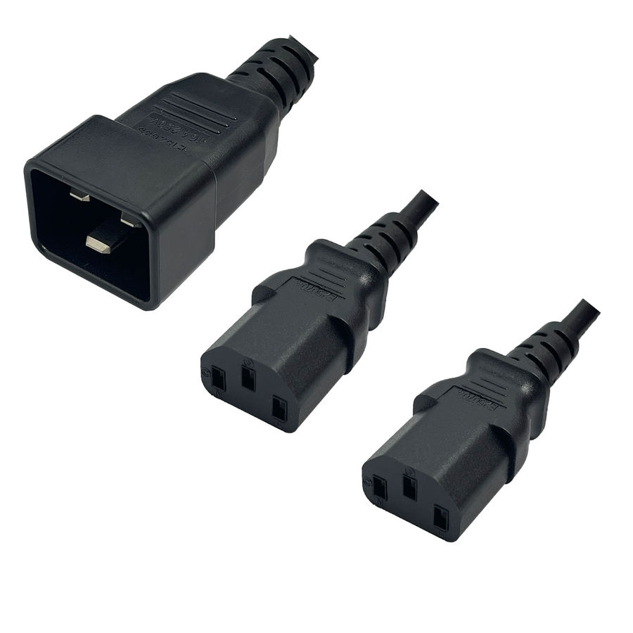 IEC C14 to 2x IEC C19 Power Splitter Cable - SJT