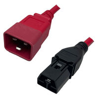 IEC320 C20 Plug to Saf-D-Grid 400 Connector 3 Meters / 10 Feet 16A/250V H05VV-F3G1.5 & 14/3 SJT Red - Power Cord