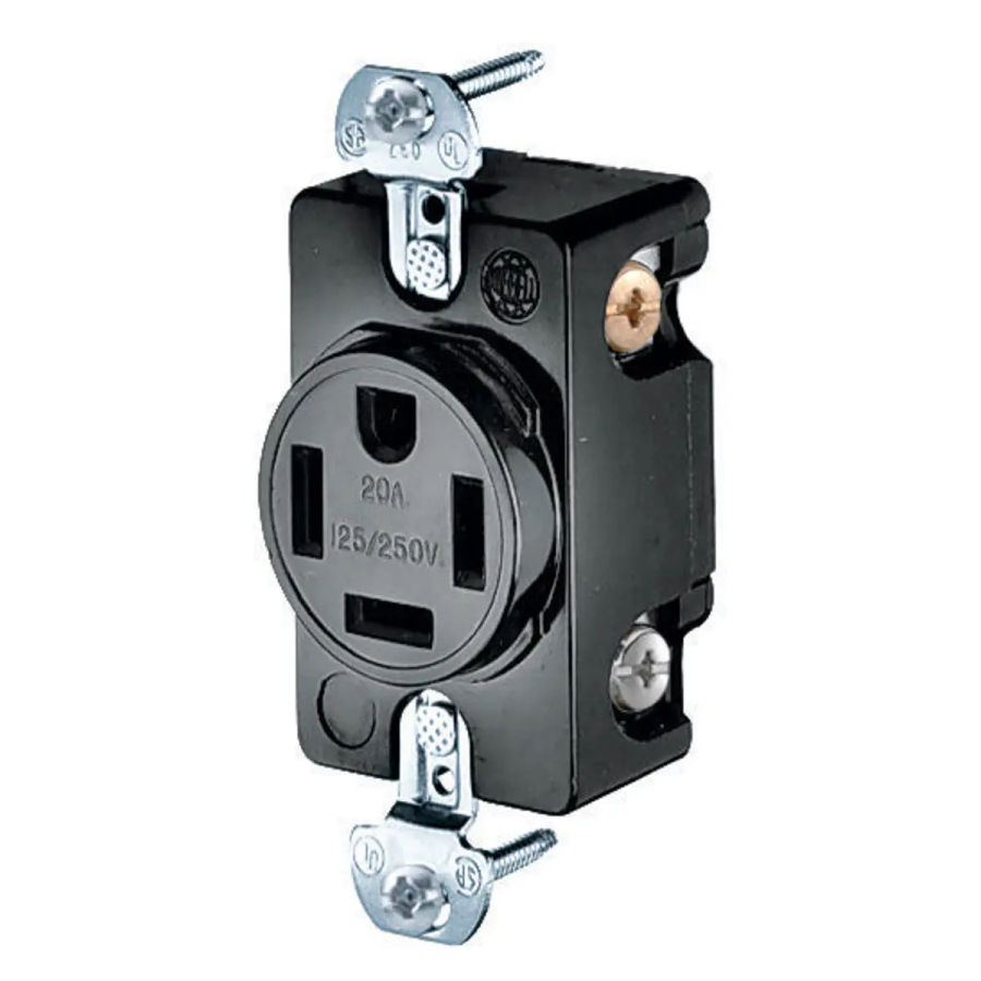 Hubbell HBL8410 AC Receptacle NEMA 14-20 Female Black 125/250 Volt
