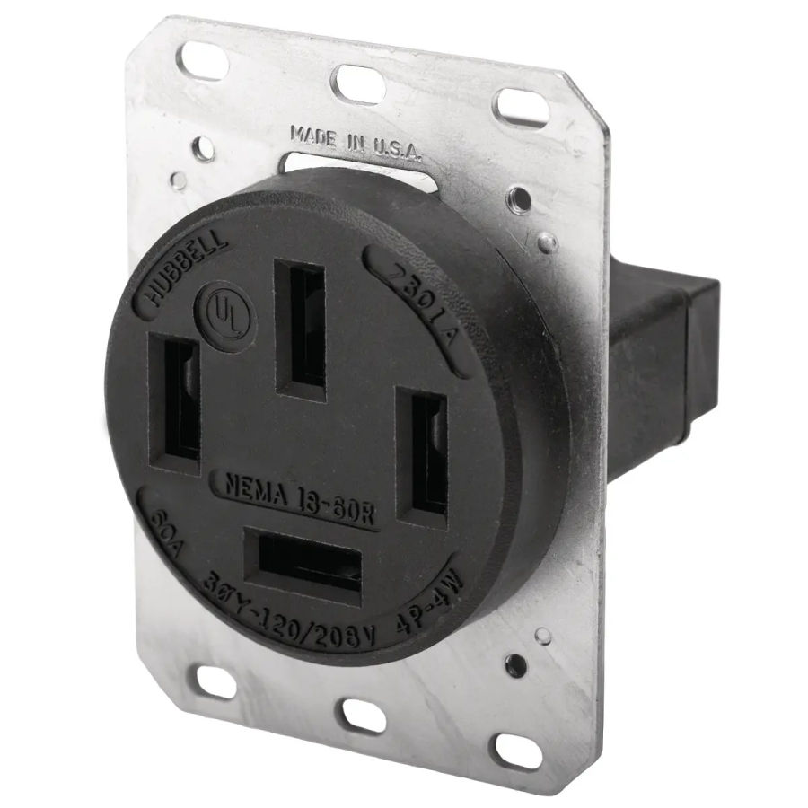 Hubbell HBL7301A AC Receptacle NEMA 18-60 Female Black 120/208