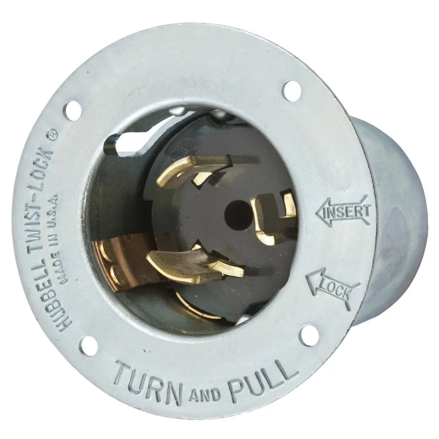 Hubbell CS6377 AC Flanged Inlet California Standard 50A/125V Male