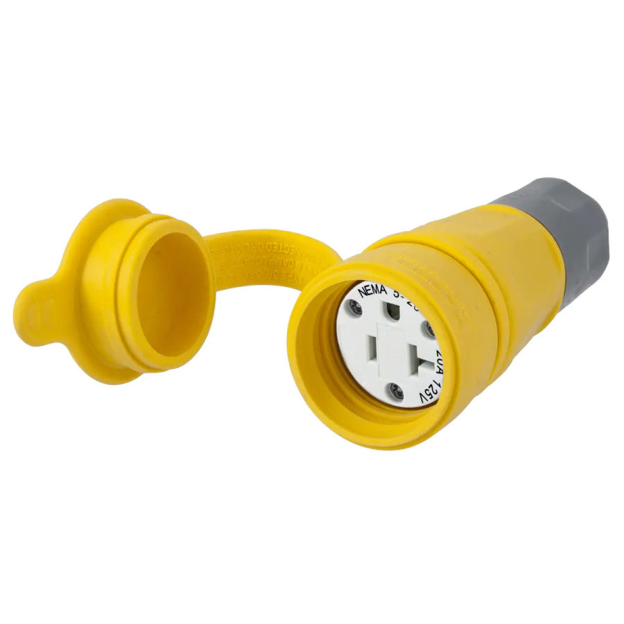 Hubbell HBL15W33A AC Connector NEMA 5-20 Female Yellow Watertight