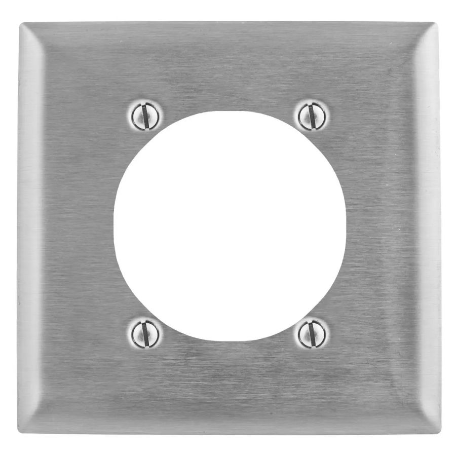 Hubbell SS747 Wall Plate AC 2 Gang Twist Lock 15 Amp Stainless Steel