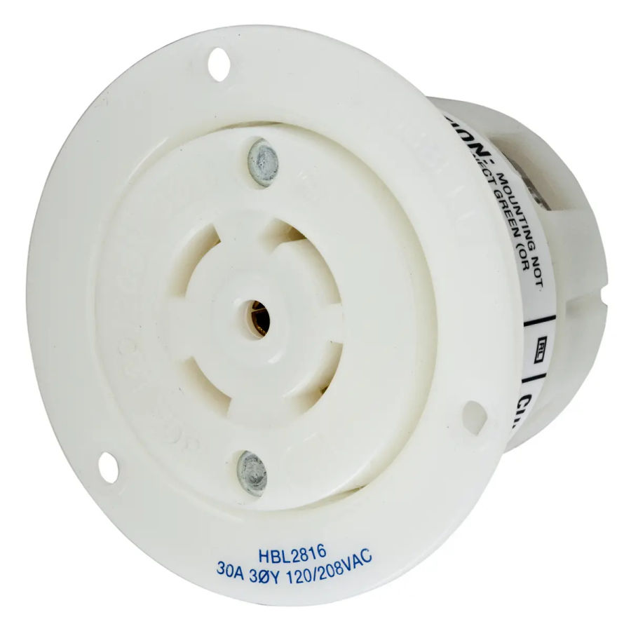 ルーパパ Hubbell HBL2816 AC Flanged Outlet NEMA L21-30 Female White
