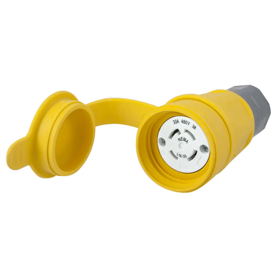 Hubbell HBL29W76 AC Connector NEMA L16-30 Female Yellow Watertight
