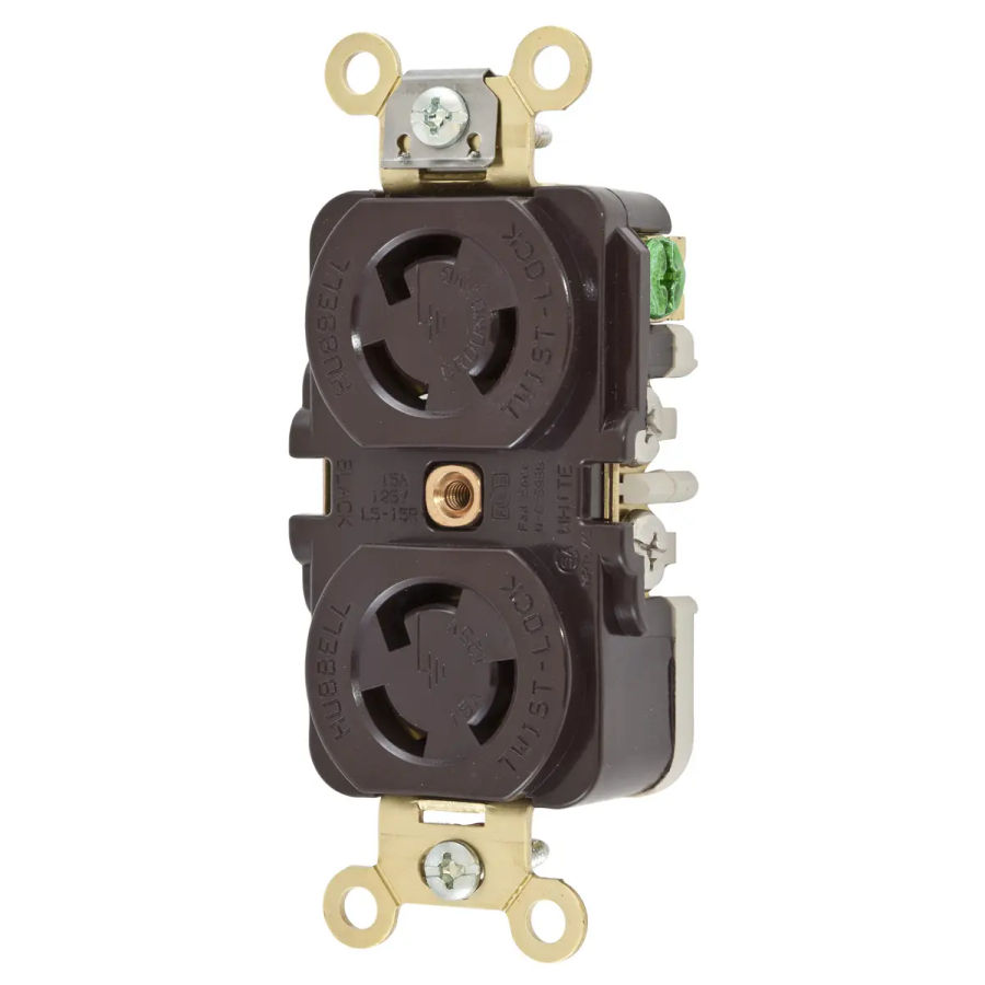 Hubbell HBL4700 AC Receptacle NEMA L5-15 Female Brown Duplex