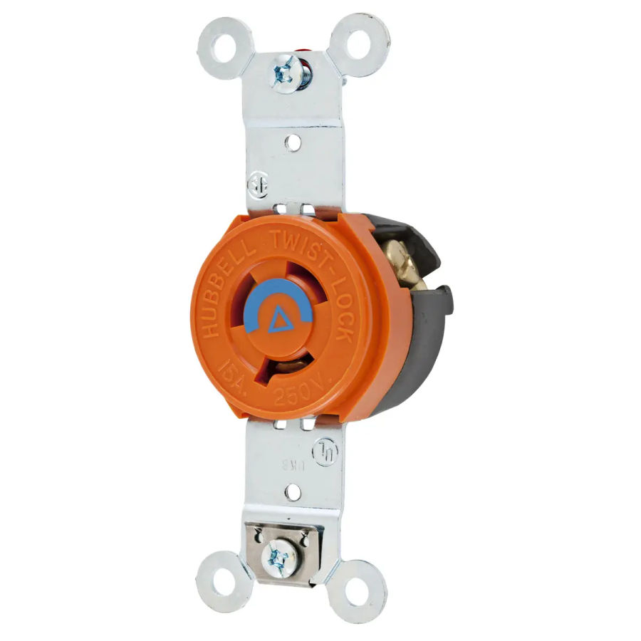 Hubbell IG4560 AC Receptacle NEMA L6-15 Female Orange