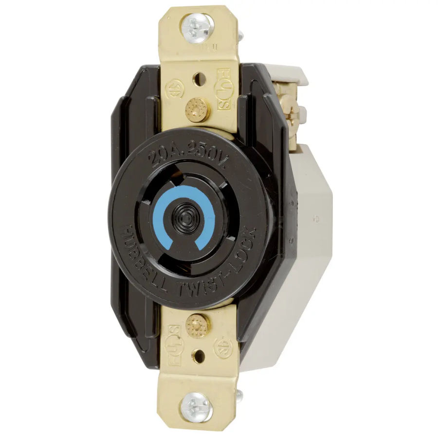 Hubbell HBL2320 AC Receptacle NEMA L6-20 Female Black 20A/250V
