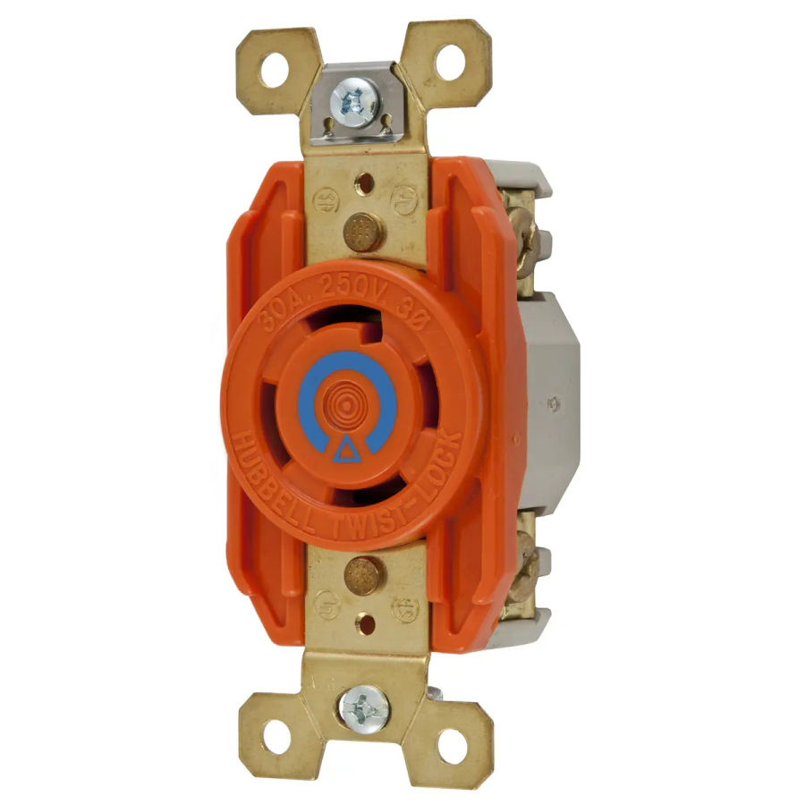 Hubbell IG2720 AC Receptacle NEMA L15-30 Female Orange Isolated Ground