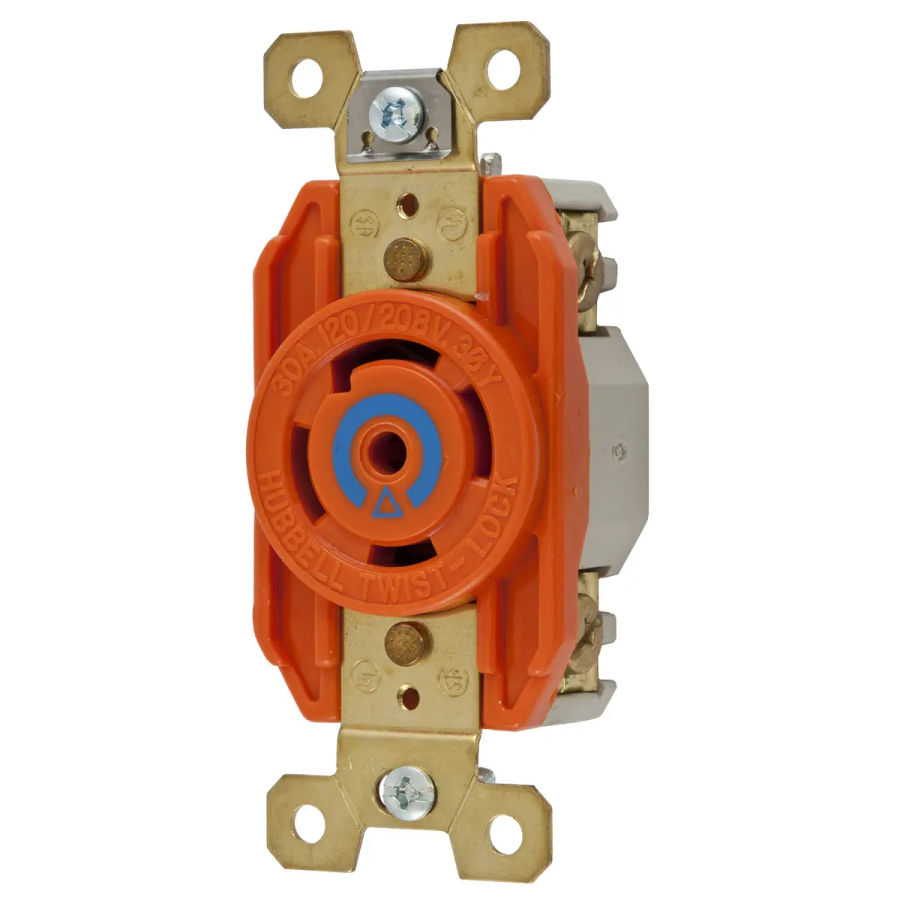 Hubbell IG2810 AC Receptacle NEMA L21-30 Female Orange Isolated Ground
