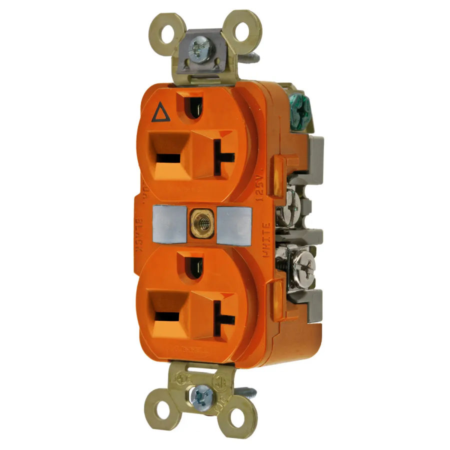 Hubbell IG5462 AC Receptacle NEMA 6-15/20 Female Orange Duplex