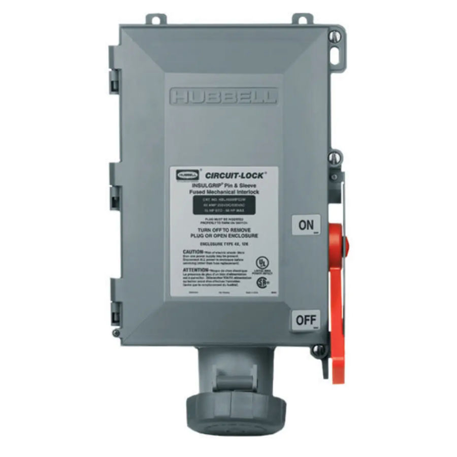 Hubbell HBL560MIF9W Mechanical Interlock Enclosure for IEC 60309 Fused