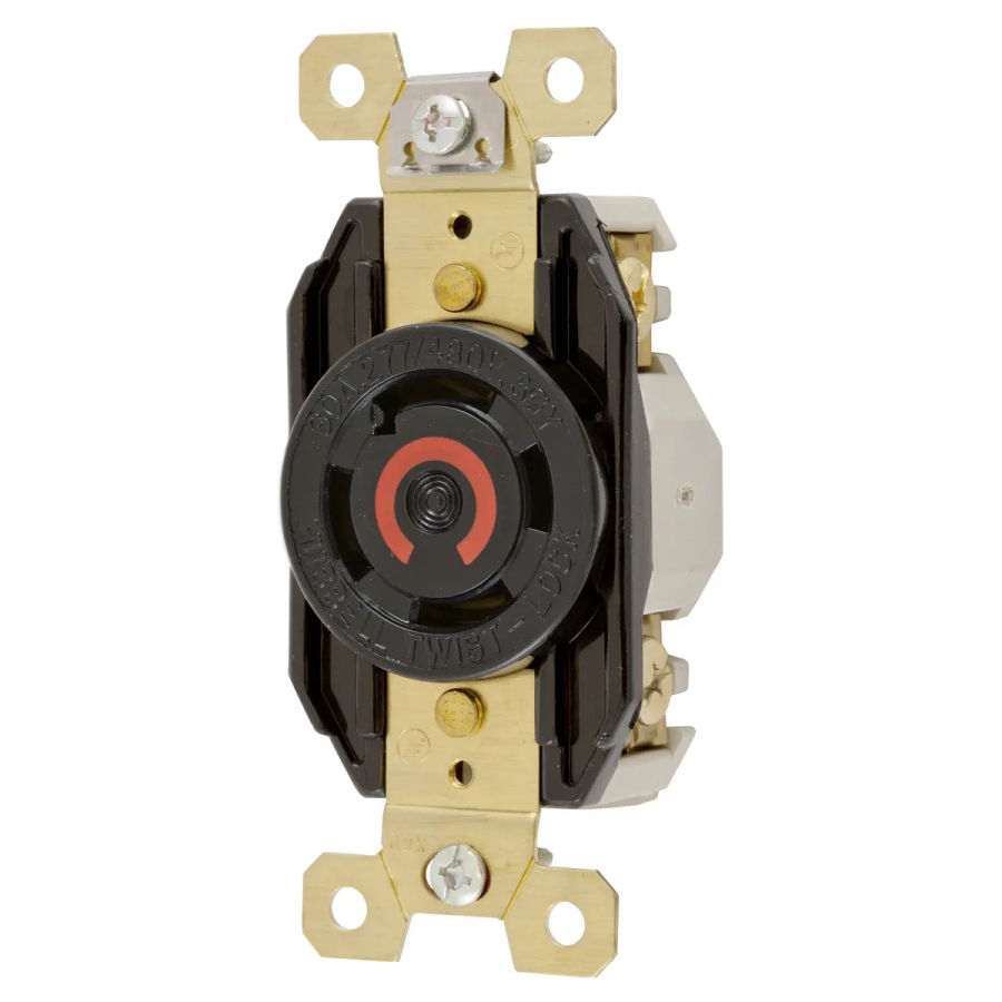 Hubbell HBL2760 AC Receptacle NEMA L19-30 Female Black 30A 270/480V
