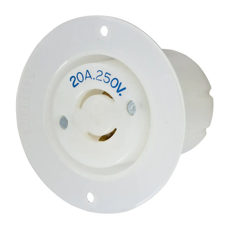 Hubbell HBL7210B AC Receptacle NEMA L2-20 Female Black 250 Volt 20 Amp