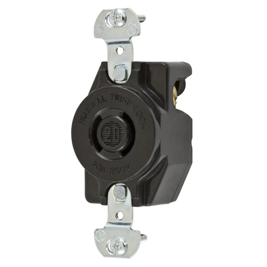 Hubbell HBL7210B AC Receptacle NEMA L2-20 Female Black 250 Volt 20 Amp
