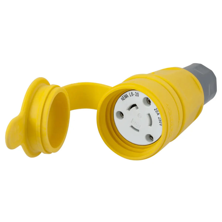 Hubbell HBL26W48 AC Plug NEMA L6-20 Male Yellow Watertight