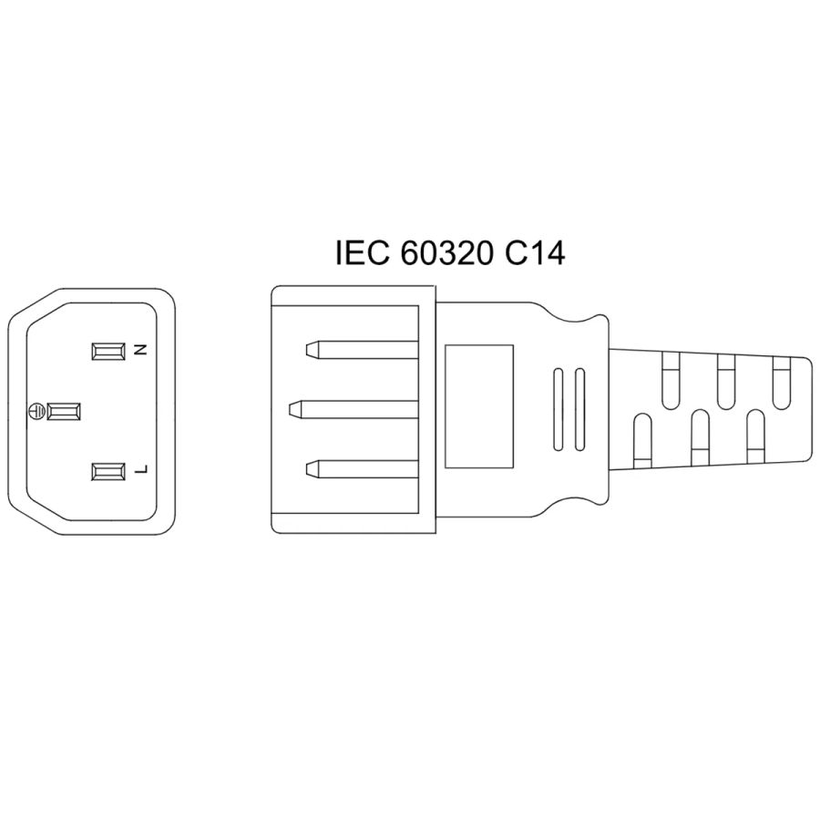 Adattatore IEC320 C14 A C19 – 10A 250V (o 15A 125V), Connettore Di Alimentazione Per Server, PDU E UPS, Con PVC Ignifugo