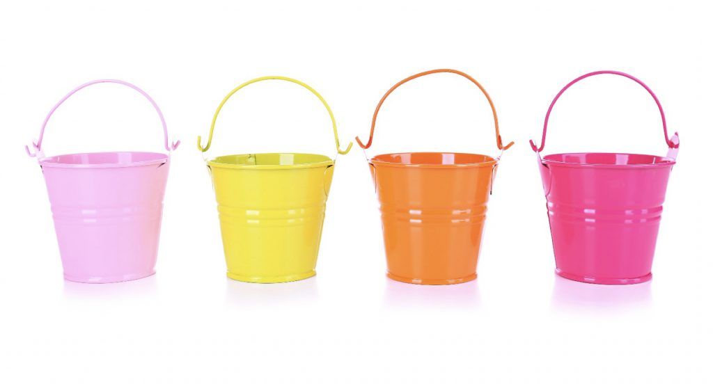 four colored buckets depicting budget choices