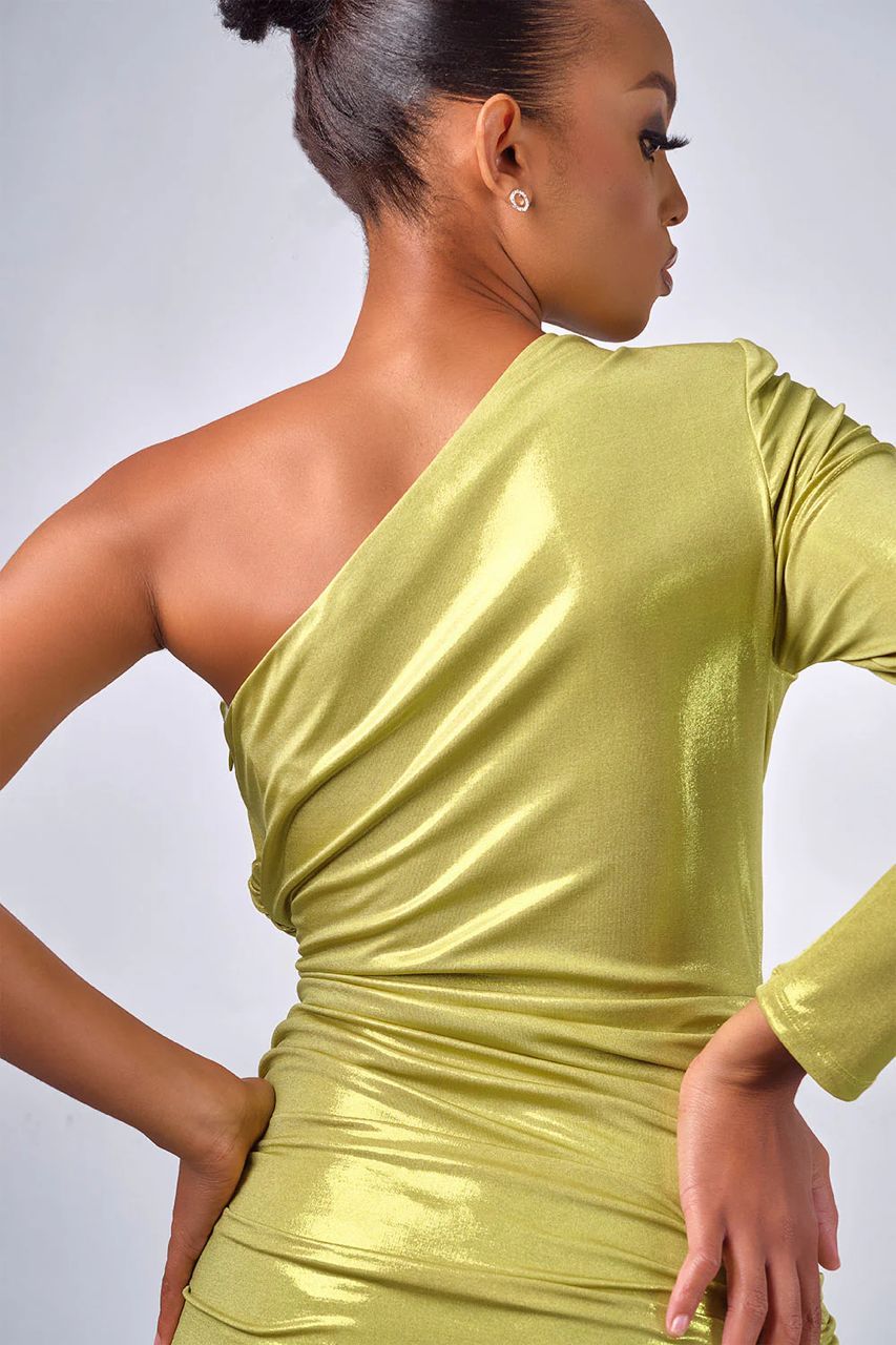 Gilded Lime Embellished Cocktail Dress